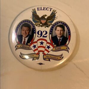 Elect Clinton Gore 92 President Vice President Political Elections Pin Back